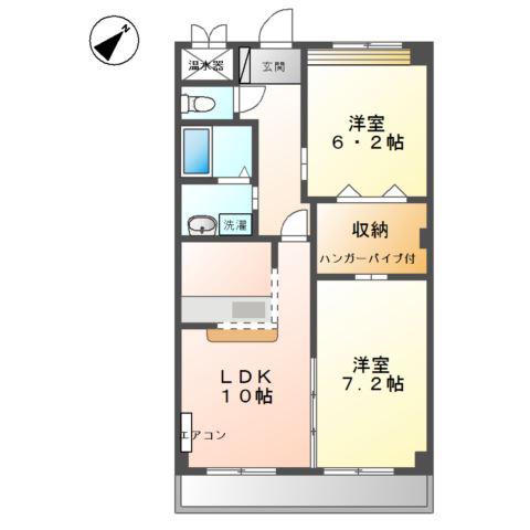 ボン・シュヴァル(2LDK/1階)の間取り写真