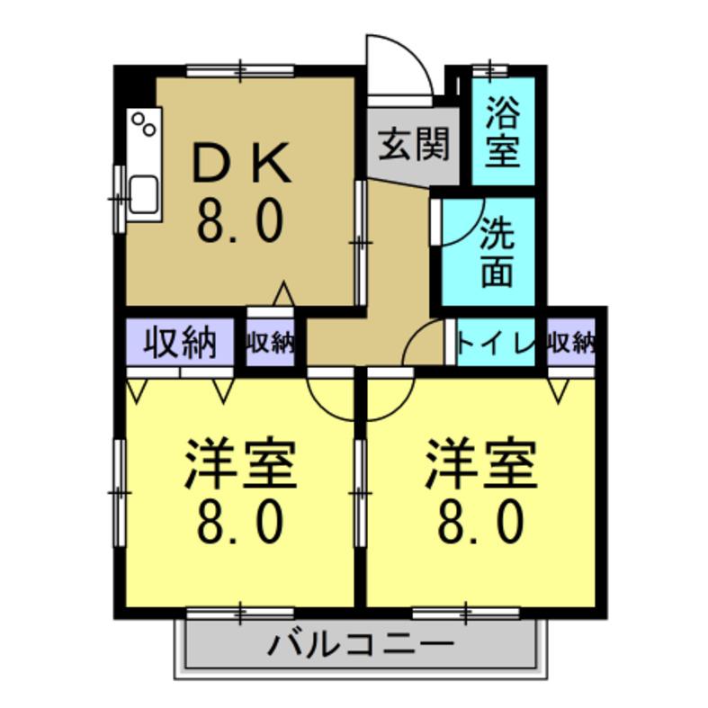 ハイツSAKURAI(2DK/2階)の間取り写真