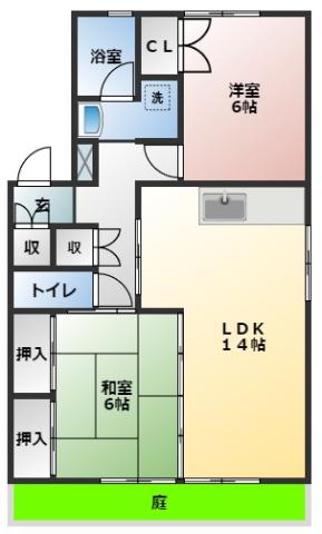 アネックス水越(2LDK/1階)の間取り写真