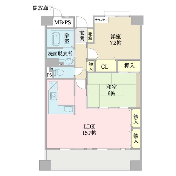 カーサ中百舌鳥(2LDK/5階)の間取り写真