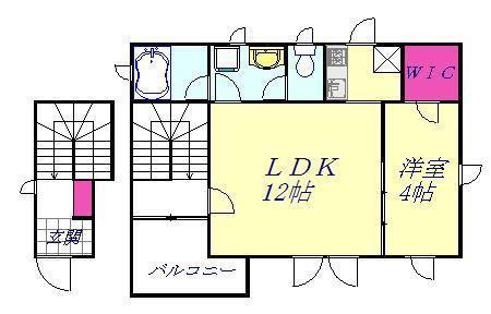 ユニテII(1LDK/2階)の間取り写真