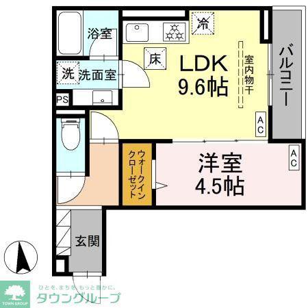 D PAINA 犬蔵(1LDK/1階)の間取り写真