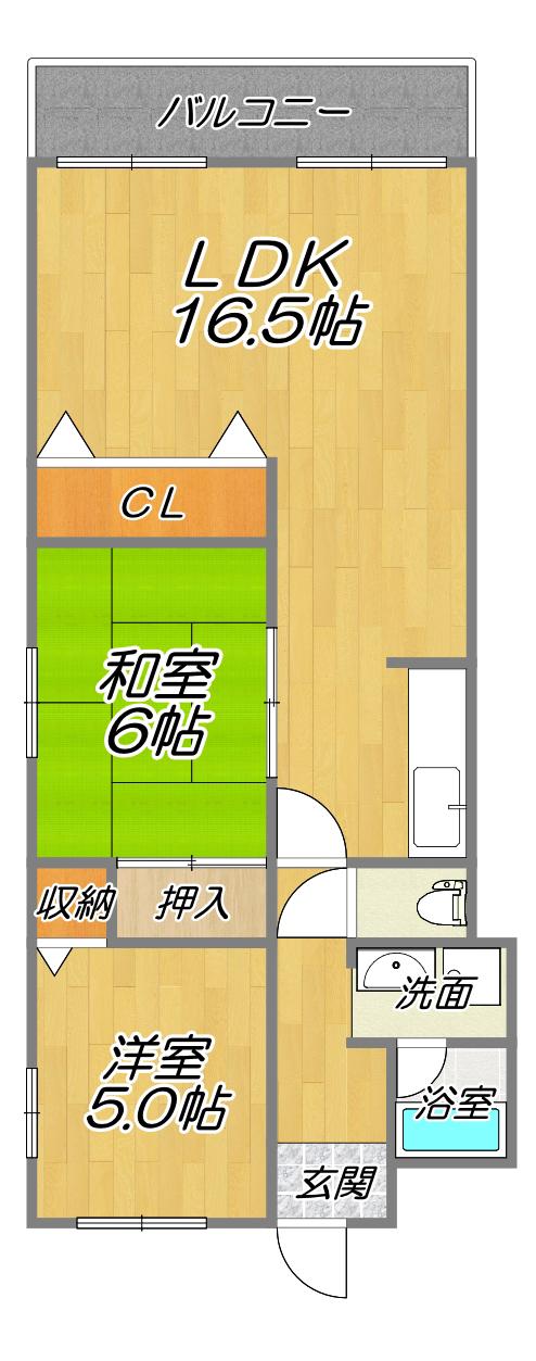 最上階  ペットと一緒に暮らせます(2LDK/3階)の間取り写真