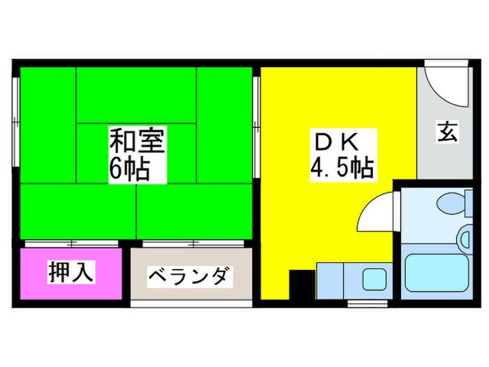 ジュネスシャトー2号館(1DK/3階)の間取り写真