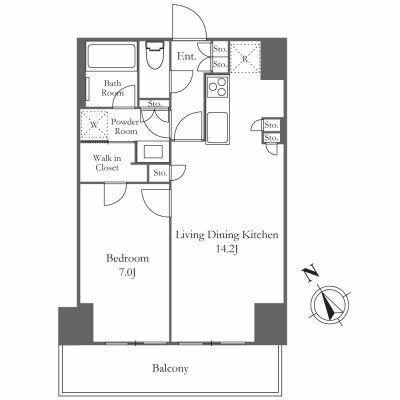 東京ポートシティ竹芝 レジデンスタワー(1LDK/14階)の間取り写真