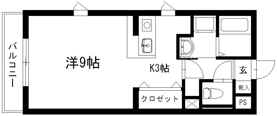 S AMK(1K/3階)の間取り写真