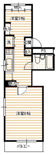 メゾンナバタ一番町(2K/4階)の間取り写真