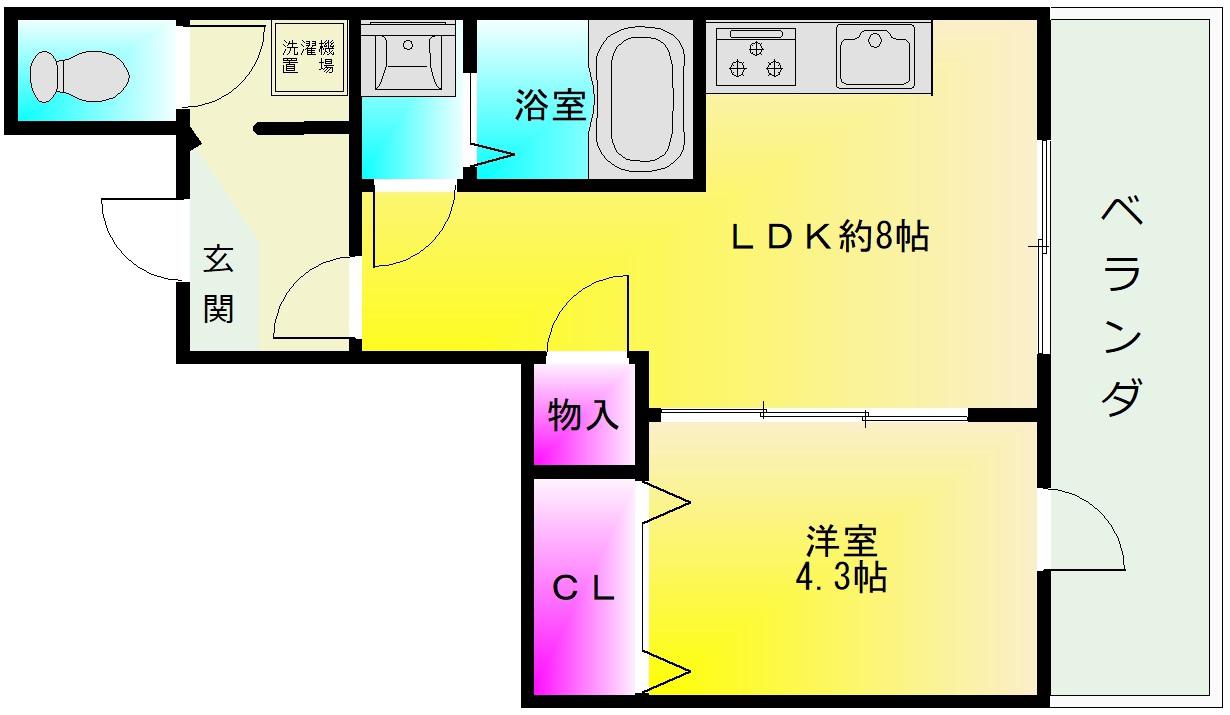 フウキレジデンス山本南(1LDK/5階)の間取り写真