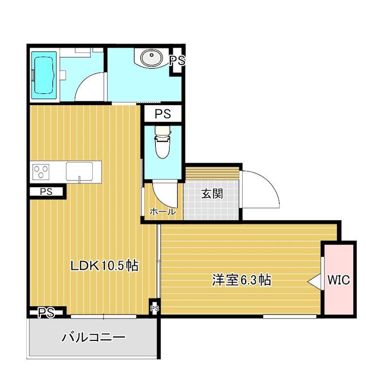 グランレーヴ大宮西(1LDK/3階)の間取り写真