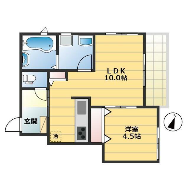 ウェルネス(1LDK/2階)の間取り写真