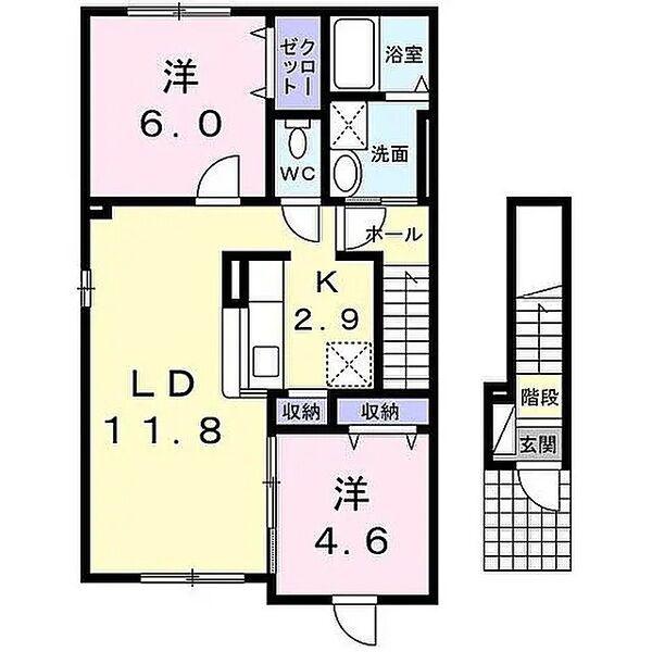 チェリーブロッサム(2LDK/2階)の間取り写真