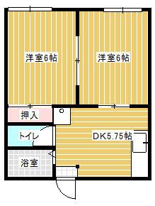 コーポ石崎(2DK/2階)の間取り写真