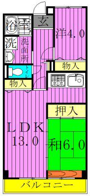 フレール綾瀬1(2LDK/4階)の間取り写真