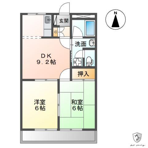 サンフィットメゾンオカダ(2DK/1階)の間取り写真
