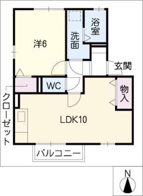 リバーフィールド(1LDK/1階)の間取り写真