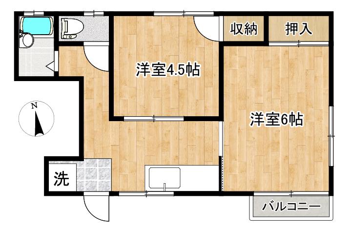 スカイハイツ(2K/2階)の間取り写真