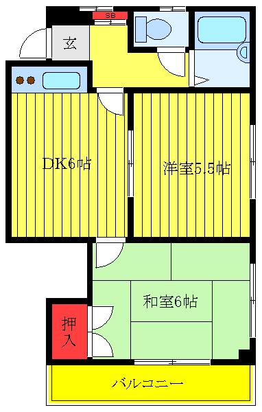 コーポサトウ(2DK/2階)の間取り写真