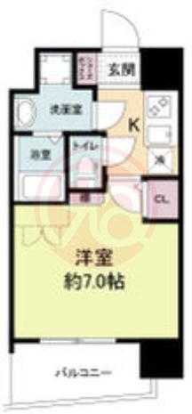 アドバンス難波ラシュレ(1K/13階)の間取り写真