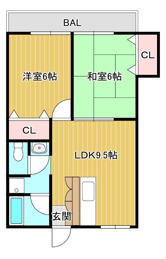 フローラルシャトー(2LDK/2階)の間取り写真