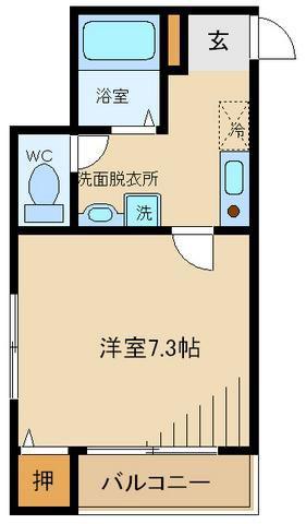 エアフォルク北府中(1K/3階)の間取り写真