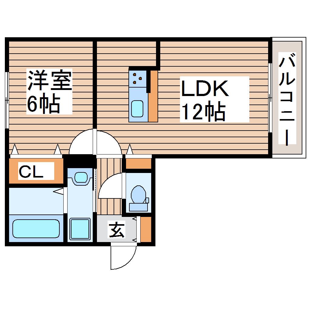 レコルト木町(1LDK/3階)の間取り写真