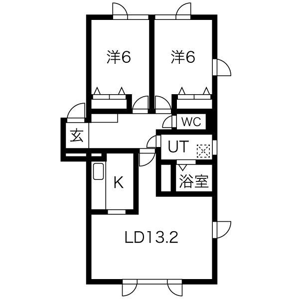 エスケイ元町II(2LDK/2階)の間取り写真