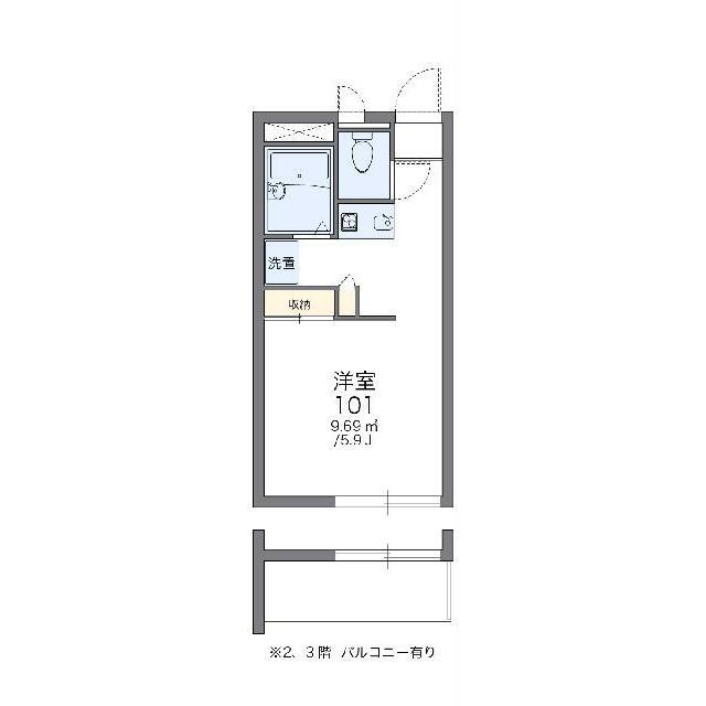 レオパレスヴィーブル(1K/2階)の間取り写真