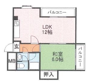メゾン瀬川(1LDK/2階)の間取り写真