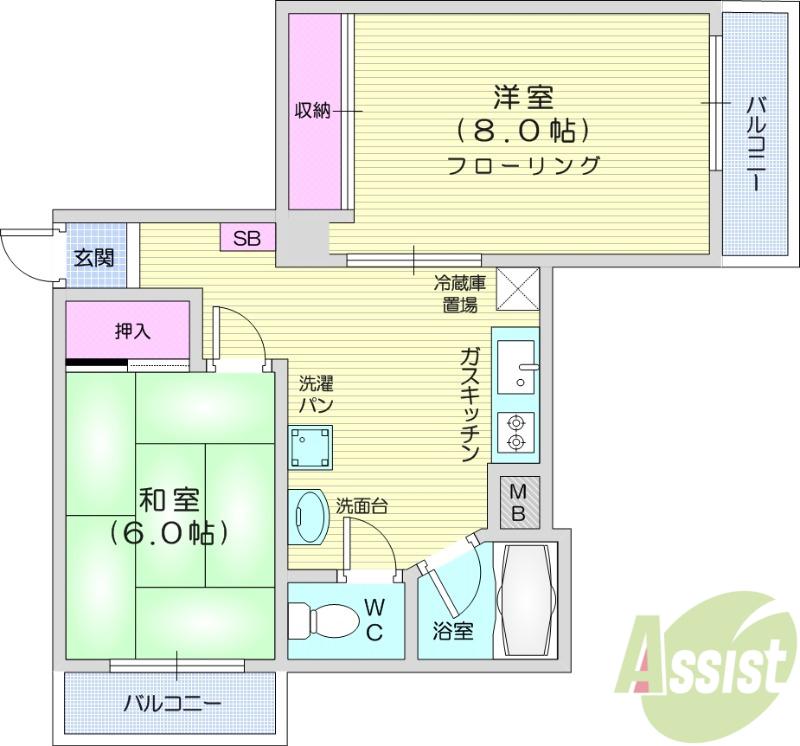広瀬ニューライフ(2DK/3階)の間取り写真