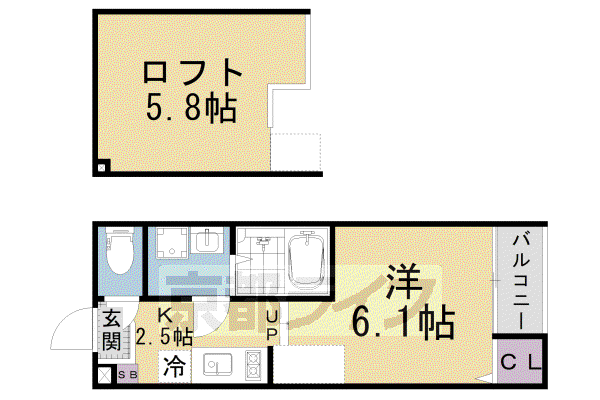 ハーモニーテラス小栗栖森本町(1K/1階)の間取り写真