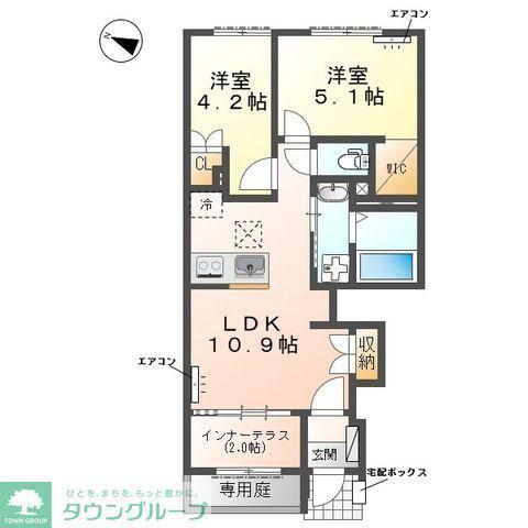 クレリエール(2LDK/1階)の間取り写真