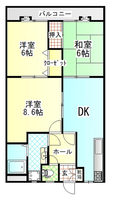 ハイツ坂上(3DK/1階)の間取り写真