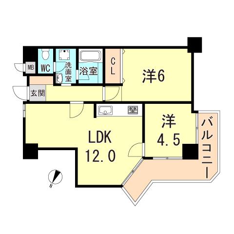 プリオーレ神戸(2LDK/1階)の間取り写真