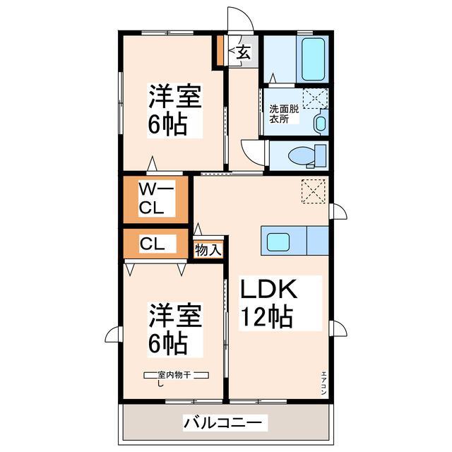 シューベルトSUYAI・II(2LDK/2階)の間取り写真