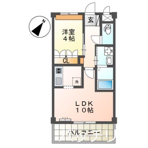 ソレイユ松香台(1LDK/2階)の間取り写真