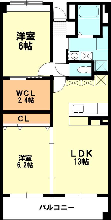 テオリア(2LDK/3階)の間取り写真