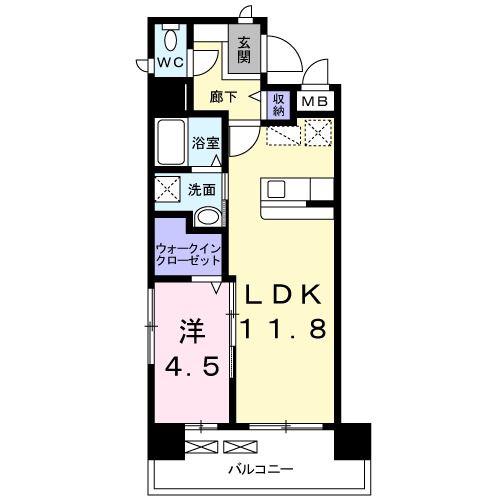 クレア城南(1LDK/2階)の間取り写真