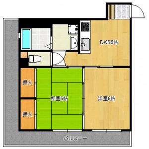 グリーンマンション中央町(2LDK/4階)の間取り写真
