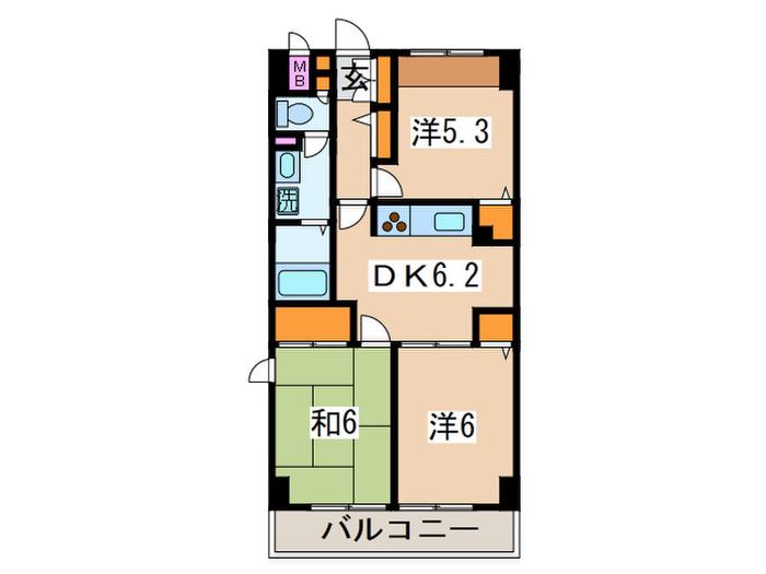 パークヒルズ鷺沼弐番館(3DK/2階)の間取り写真