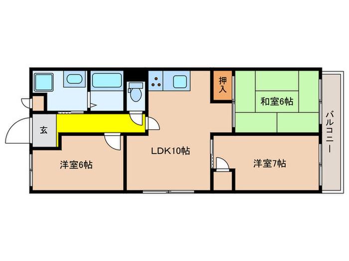 ガーデンハイツ箕面瀬川(3LDK/2階)の間取り写真