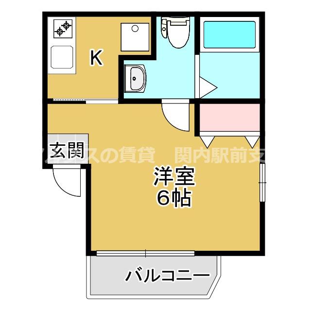 メゾン ド コリーヌ 坂下町(1K/1階)の間取り写真