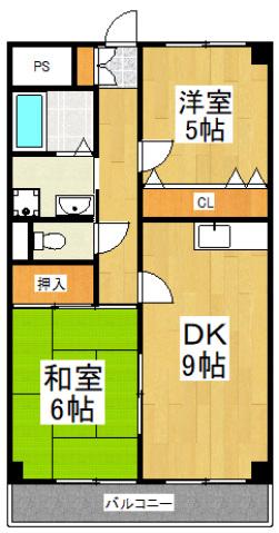 エクセル稲田(2DK/3階)の間取り写真