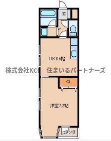 オークヒルズII(1DK/1階)の間取り写真