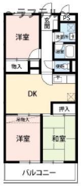 ホワイトガーデン(3DK/2階)の間取り写真