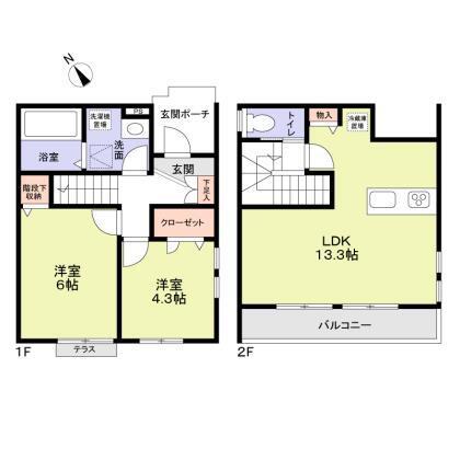 NS SQUARE(2LDK/1階)の間取り写真