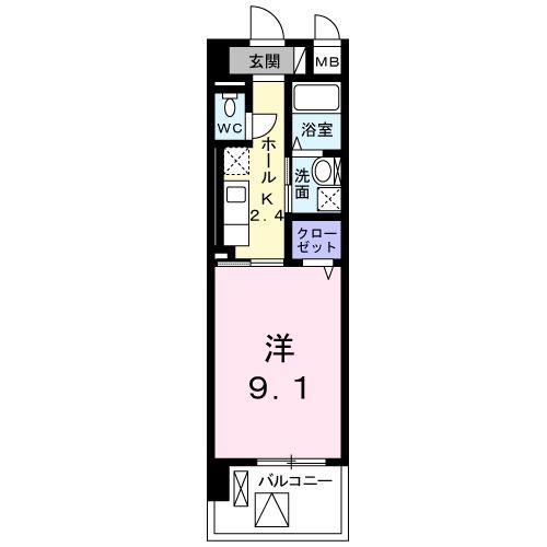 グリシーヌ(1K/5階)の間取り写真
