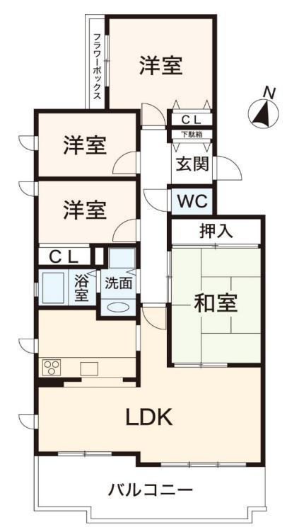 住吉ガーデン(4LDK/2階)の間取り写真