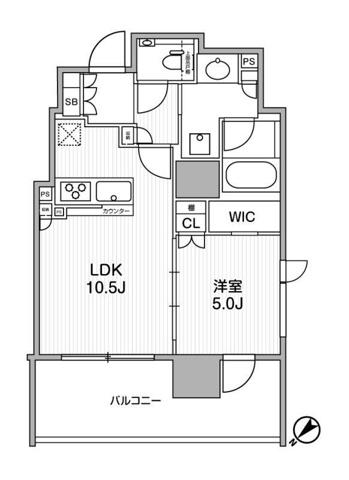 ディームス渋谷本町(1LDK/10階)の間取り写真