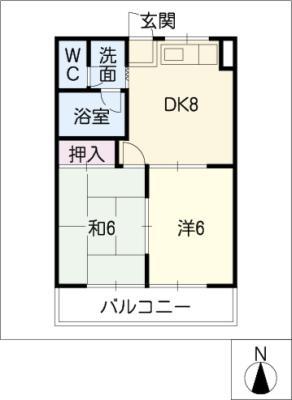 ルミエール(2DK/1階)の間取り写真