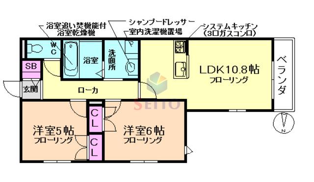 メゾン・イセキス曽根(2LDK/3階)の間取り写真